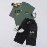 ست تیشرت شلوارک یقه قاپکدار طرح GAP