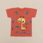 ست تیشرت شلوارک دخترانه نخ پنبه ای طرح زرافه