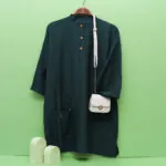 مانتو یقه قاپکدار آستین سه ربع زنانه کد 140403217