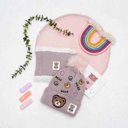 ست کلاه و شال گردن رینگی بچگانه کد 140409171