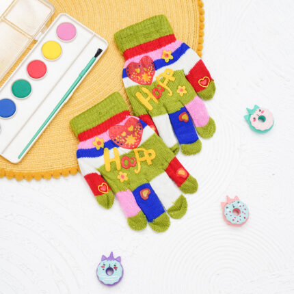 دستکش رنگین کمانی بافتی دخترانه کد 01204078