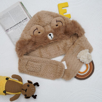 کلاه و شال گردن سرهمی تدی بچگانه کد 140409301