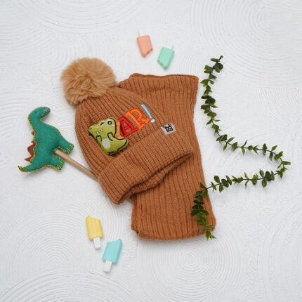 ست کلاه و شال گردن پوم پوم بچگانه کد01204081