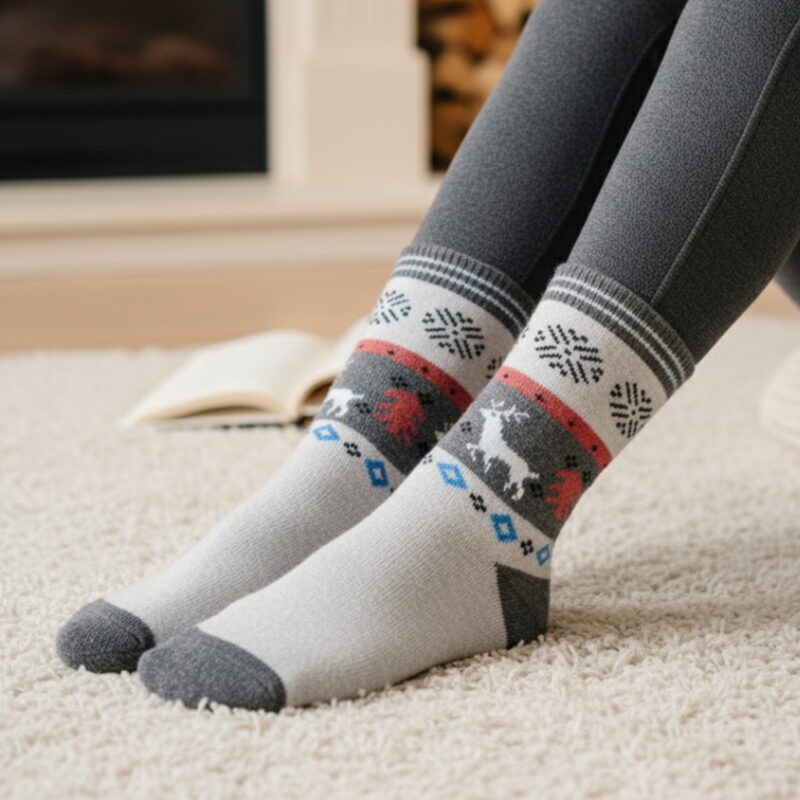 جوراب ساق بلند طرح گوزن کد903155