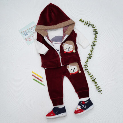 ست بلوز شلوار و وست مخمل نوزادی کد 602746