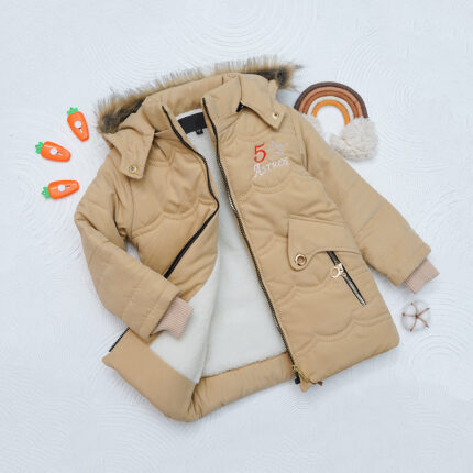 کاپشن کلاه خز دخترانه کد 604069