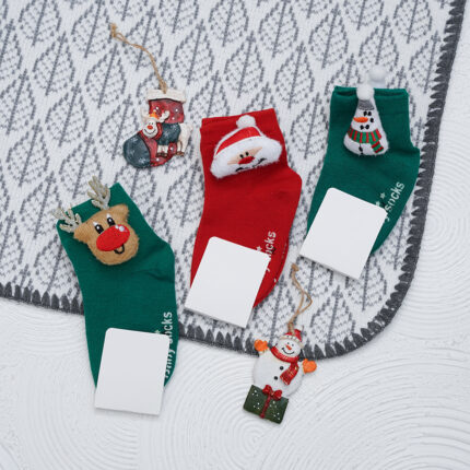 جوراب ساق کوتاه عروسکی طرح‌ کریسمس کد 603078 