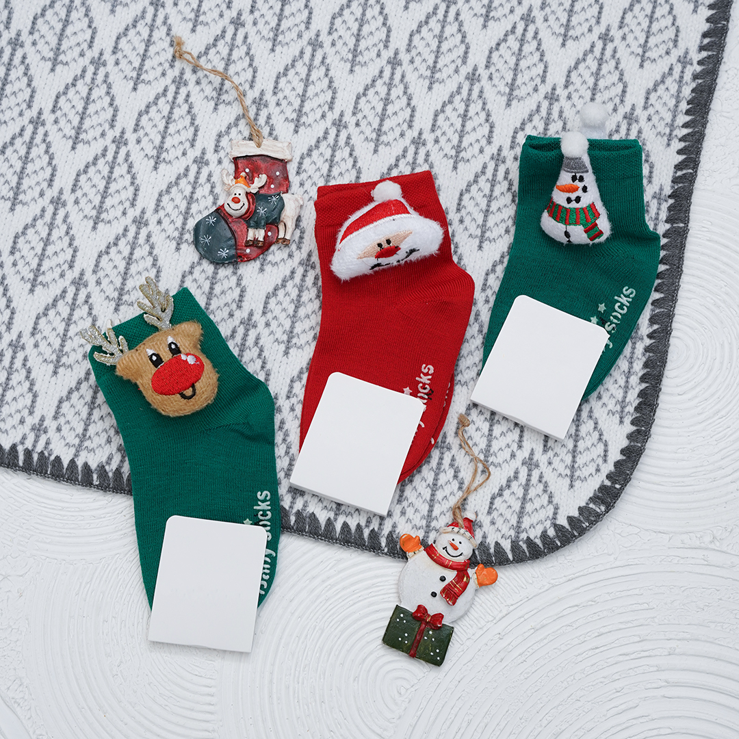 DSC09610 جوراب ساق کوتاه عروسکی طرح کریسمس کد 603078