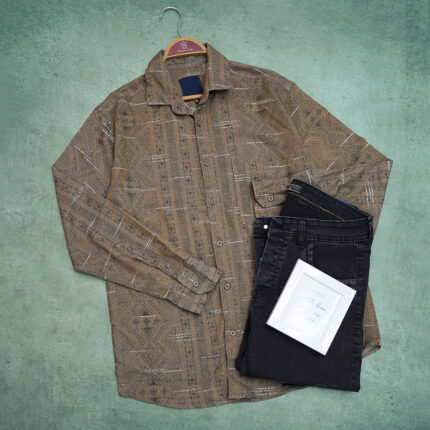 پیراهن دنیم طرحدار مردانه کد 801355