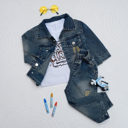 ست تیشرت ، کت و شلوار لی پسرانه کد 602522/1