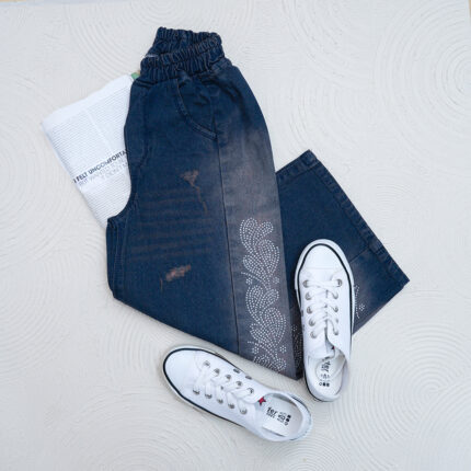 شلوار لی بگی دخترانه کد 606015