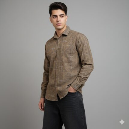 پیراهن دنیم طرحدار مردانه کد 801355