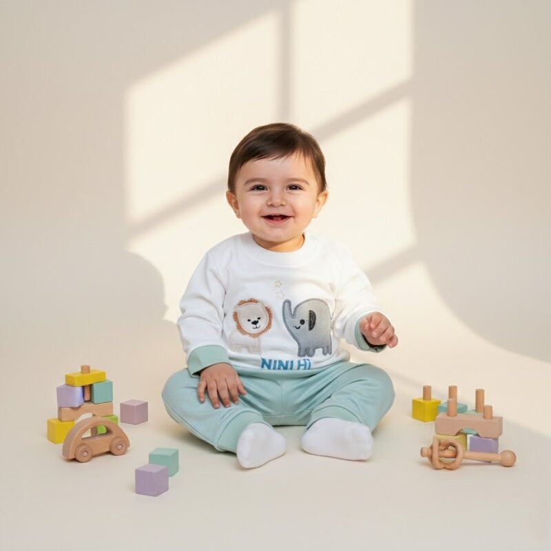 ست بلوز شلوار نوزادی پسرانه کد602409