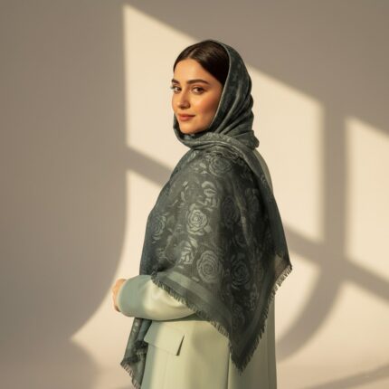 روسری قواره بزرگ ژاکارد لمه دار کد905443 