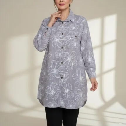 مانتو لنین طرح دار زنانه کد 911146