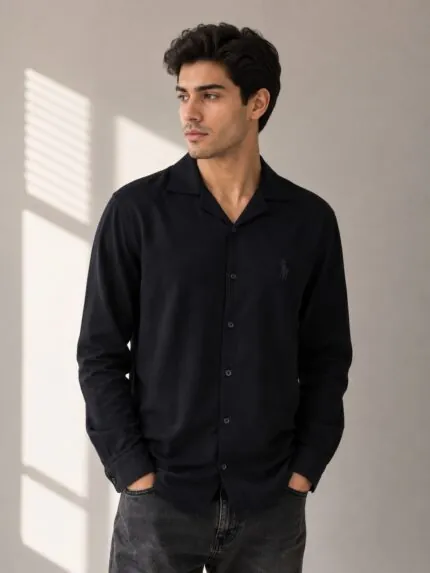 پیراهن مشکی polo مردانه کد801502